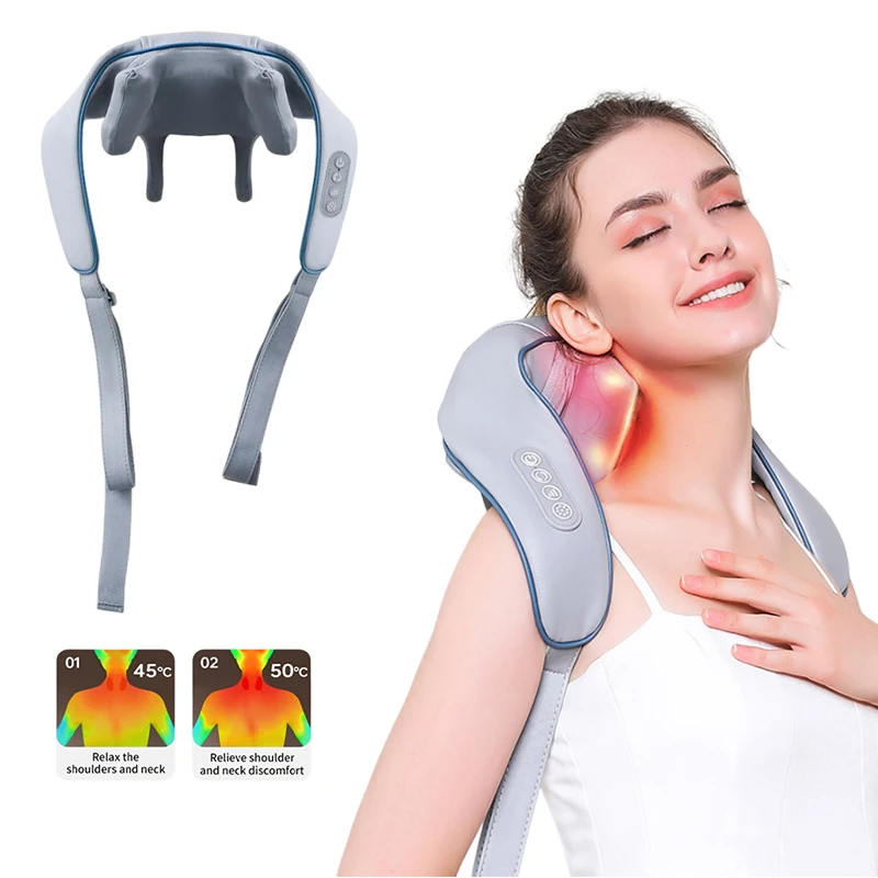 Neck Shoulder Massager Shawl, Bionic 3-Level Kneading Massager for Muscles, Neck, Waist, Leg Relief