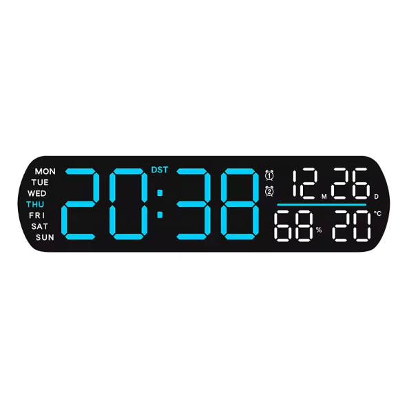 Multifunction LED Digital Alarm Clock – Auto-Dimmable Temperature & Humidity Desk Clock with Dual Alarm & Countdown Time