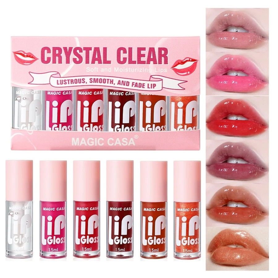 Hydrating Jelly Lip Oil 6 Piece Set Nourishing Long Lasting Lip Care