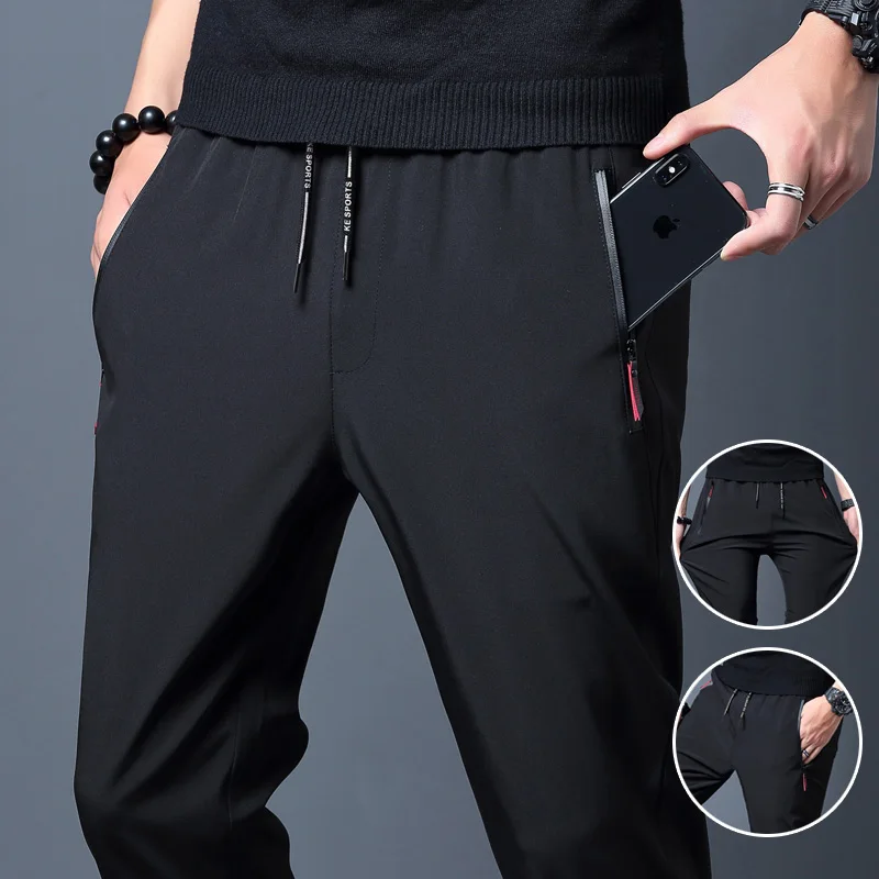 Men's Casual Pants Straight Slim Fit Elastic Waist Joggers, Stylish Korean Trousers for Everyday Comfort as
