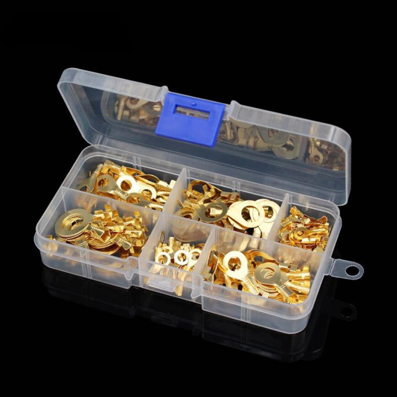 Terminal Block Wire Connector Set O-type Ground Lugs Cold-Pressed Copper Tab
