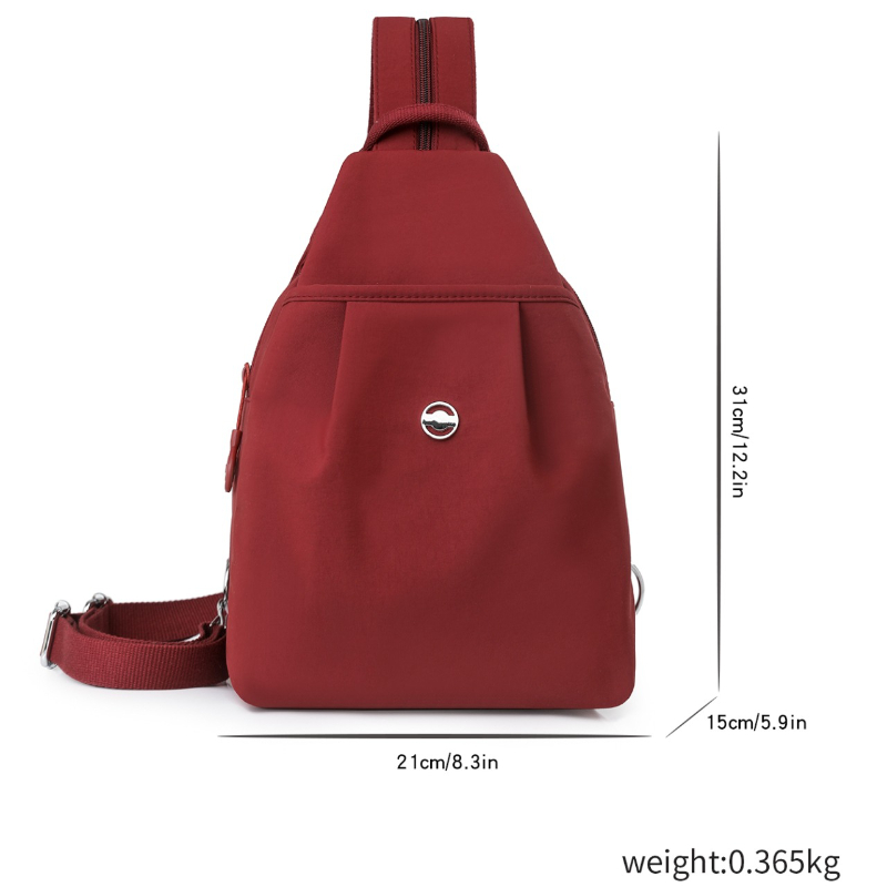 Wine Red Women Chest Bag Crossbody Backpack Purse Large Capacity Nylon Travel Sling