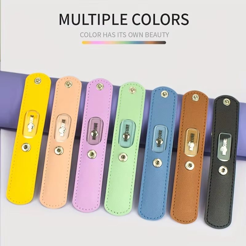 Crystal glass nail file and double-sided nail buffer with Leather Case Portable Manicure Tool for Travel and Salon Use