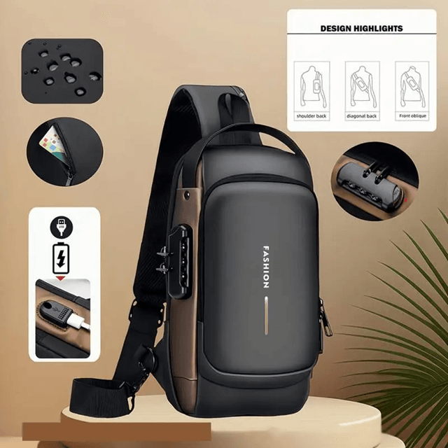Mens Anti Theft Chest Bag Durable Oxford Crossbody Backpack for Travel and Motorcycle