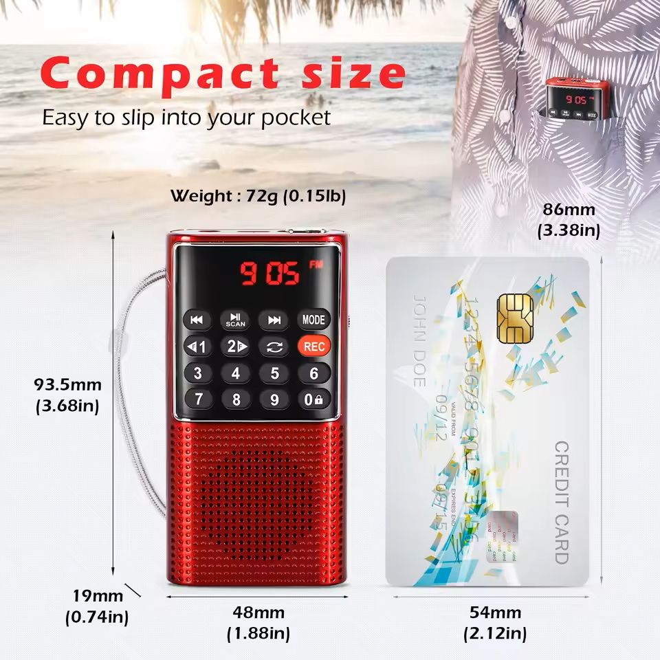 Mini Portable Pocket FM Radio with MP3 Player and Recorder