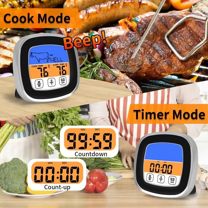 SmartTouch Digital Meat Thermometer with Precision Probe & Cooking Timer