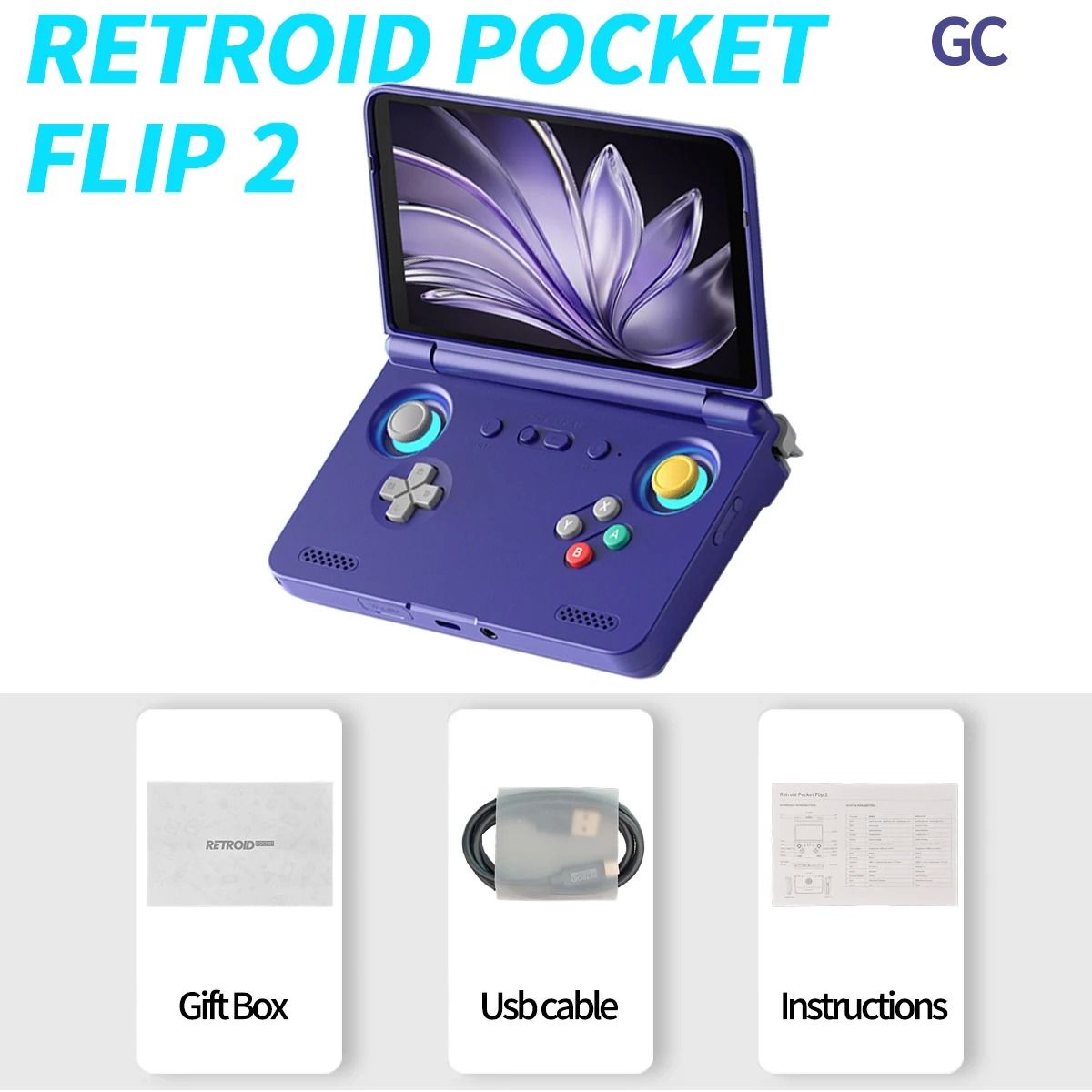 Retroid Pocket Flip 2 Retro Handheld Game Console with Android 13 and 5.5 Inch AMOLED Display