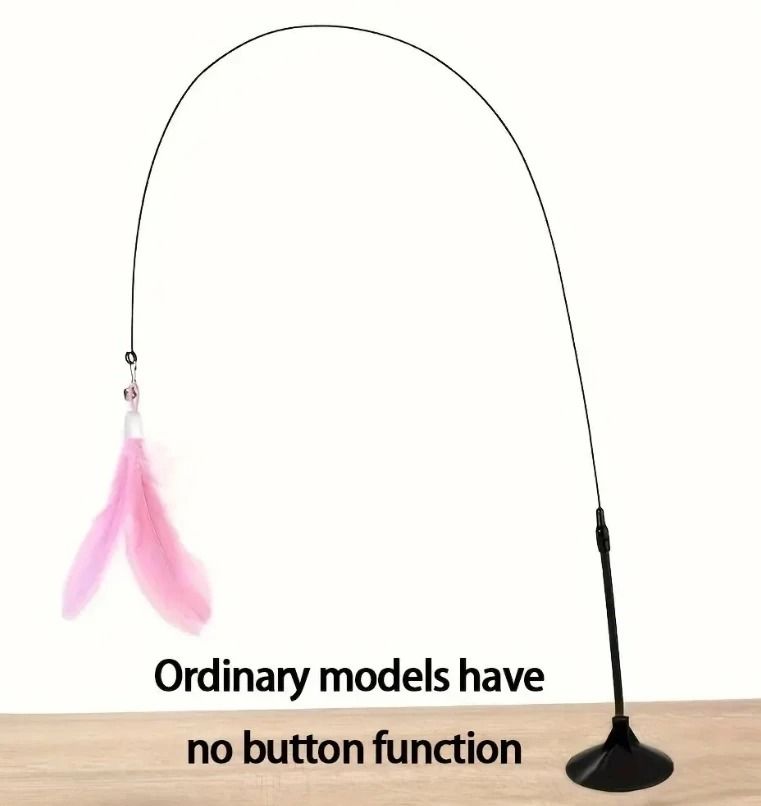 Cat Teaser Wand With Bell Feather And Suction Cup Long Interactive Stick