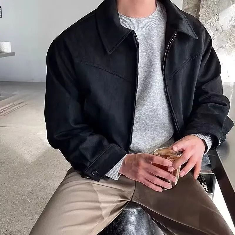 Vintage American Style Chamois Leather Jacket for Men