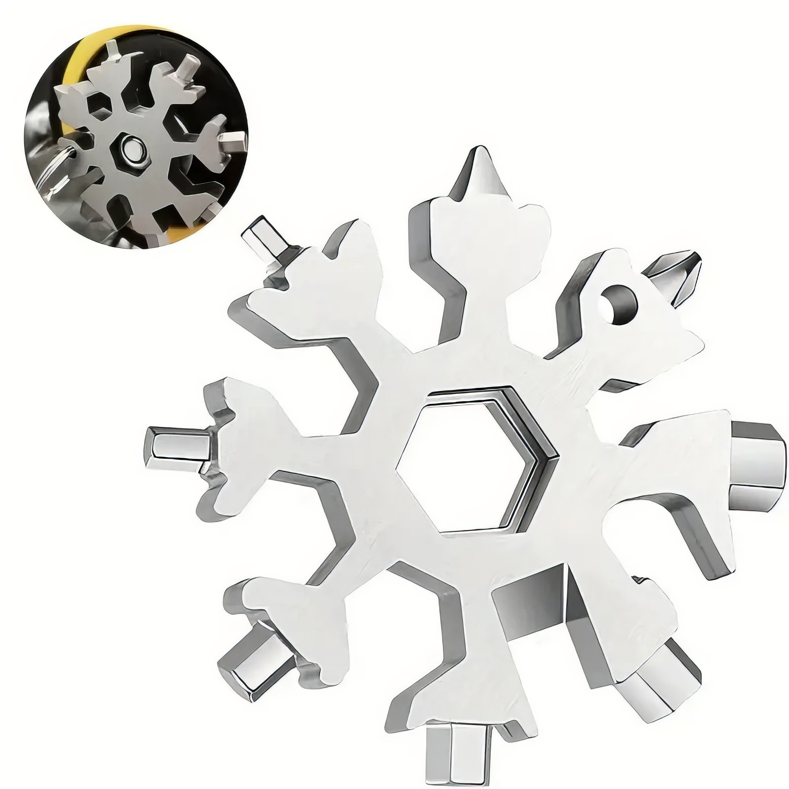 Stainless Steel Snowflake Multifunctional Tool with Bottle Opener Screwdriver Wrench