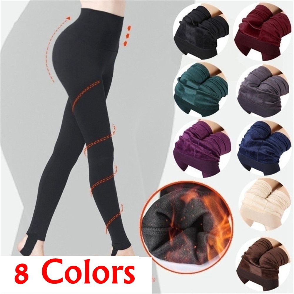 Women Winter Thermal Leggings, Fleece Lined Tights, Warm Thick Stretch Pantyhose