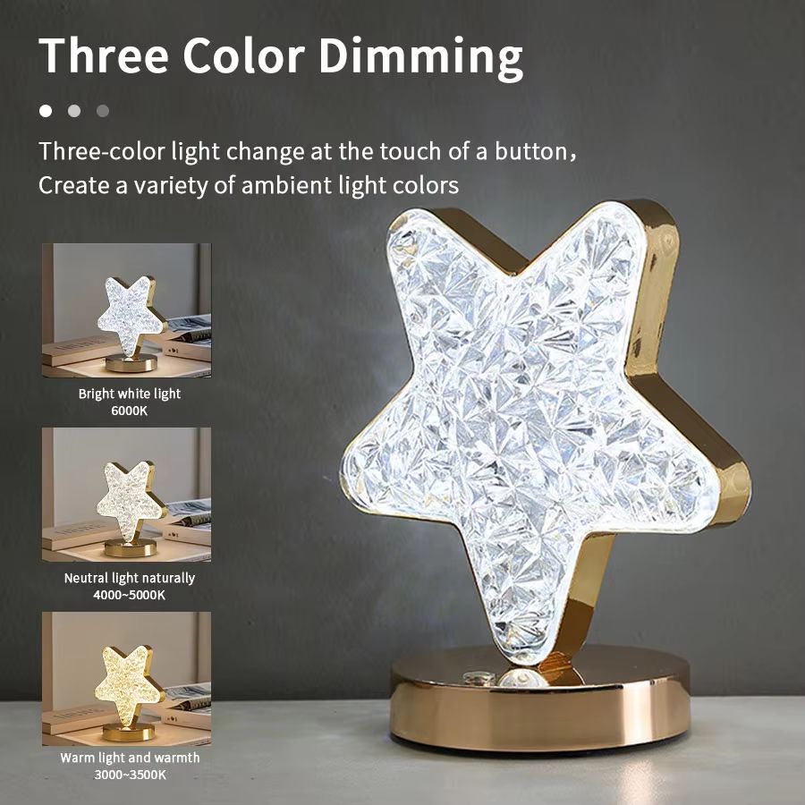 Ramadan Starry Moon LED Night Light Plug Powered Touch Dimmable Bedside Lamp