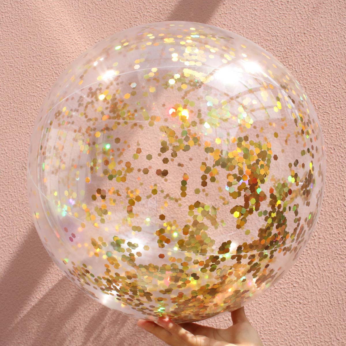 Blue Transparent Glitter Beach Ball Inflatable Pool Party Toy
