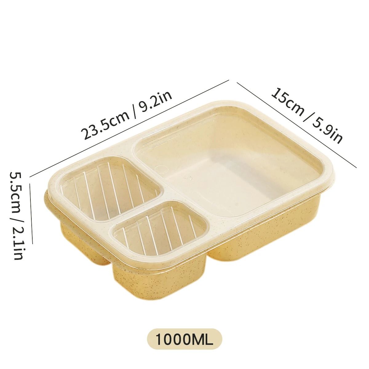 Divided Bento Lunch Box Microwave Safe 3 Compartment Portable Food Container