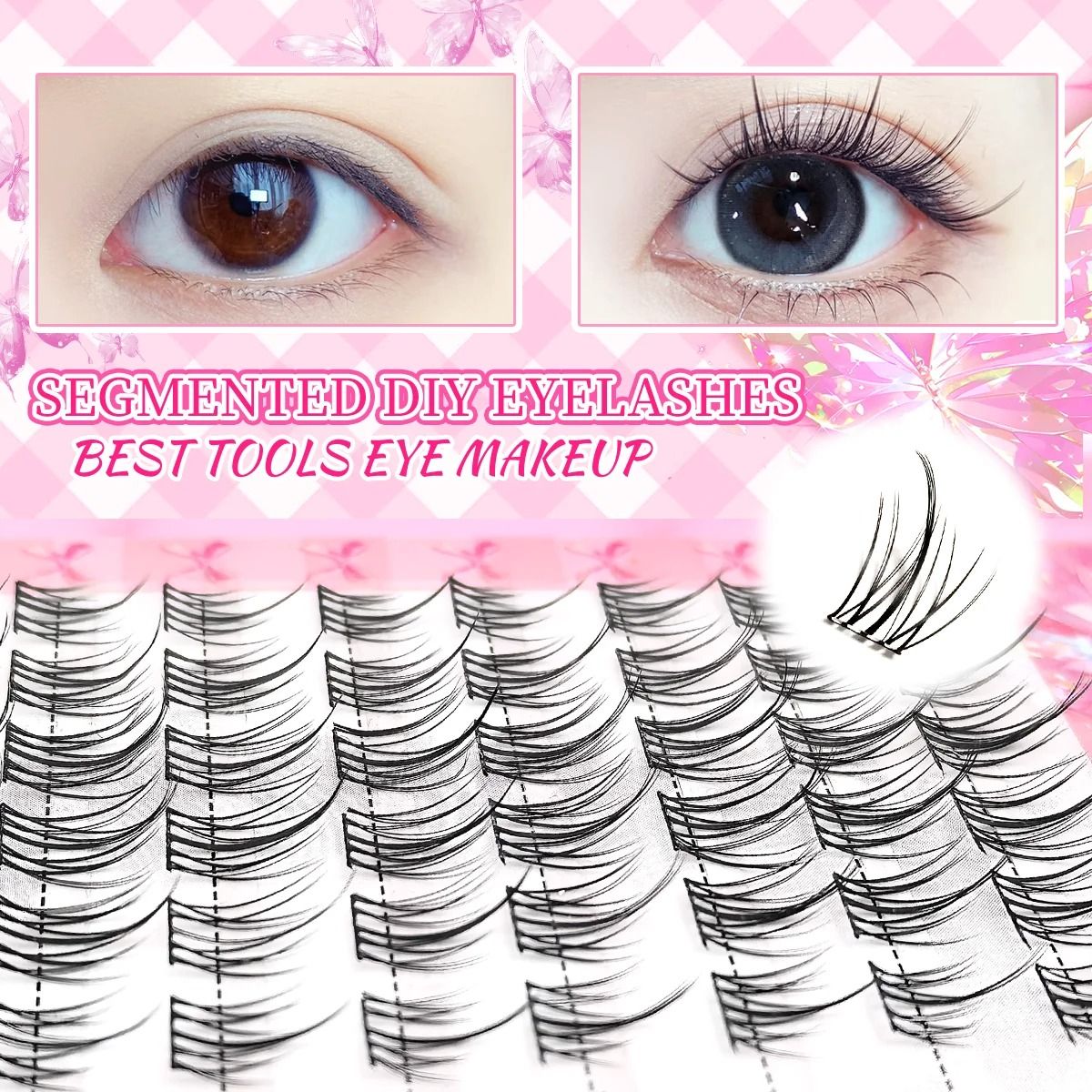 Natural C Curl Cluster False Eyelashes 320 Pieces Lightweight Reusable Lashes