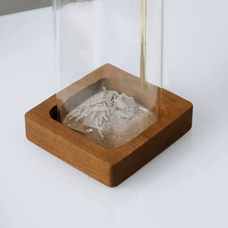 Wooden Incense Holder with Glass Ash Catcher