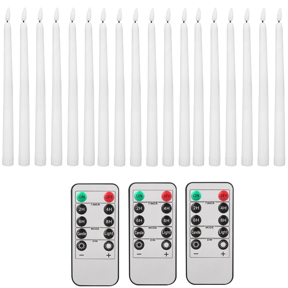Flameless Taper Candles Set Timer Remote Flickering 6 to 24 Pieces