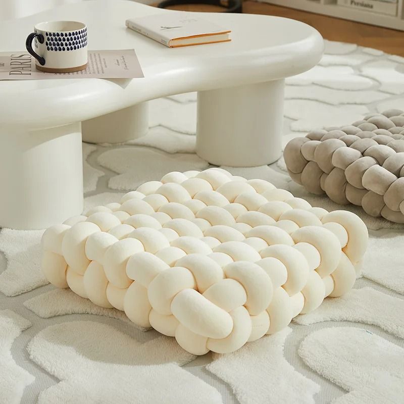 Aesthetic Knot Plush Cushion Nordic Knot Weave Decorative Pillow Soft Floor or Sofa Cushion