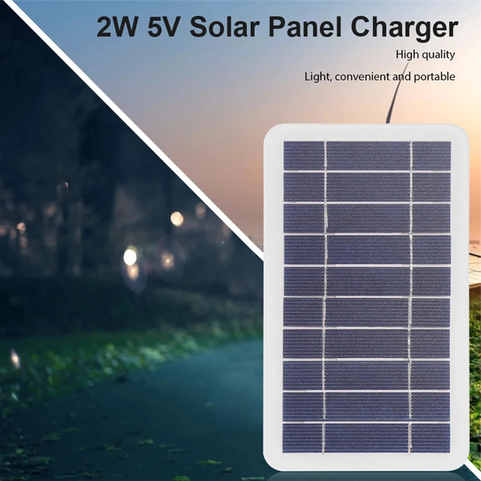 Compact 2W 5V Solar Charger, Portable Mini Solar Panel for Outdoor Phone Charging