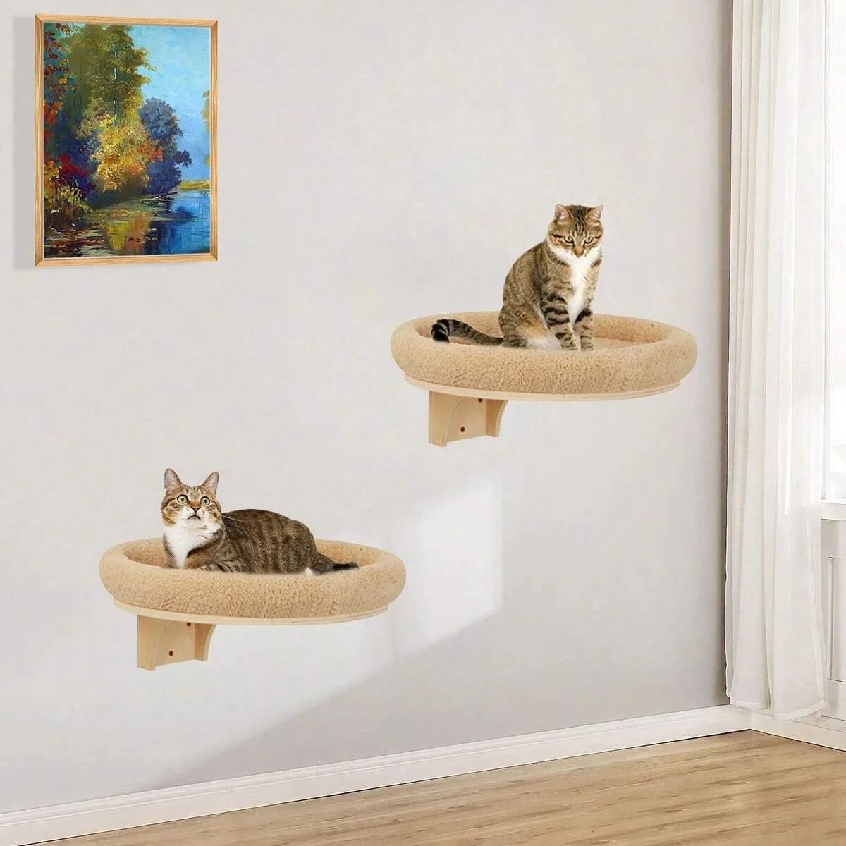 Wall Mounted Cat Climbing Ladder with Hammock