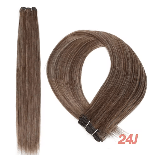 32-Inch Ombre Straight Synthetic Hair Bundle, 200g High-Temperature Fiber (27/613, Brown, Grey, M618)