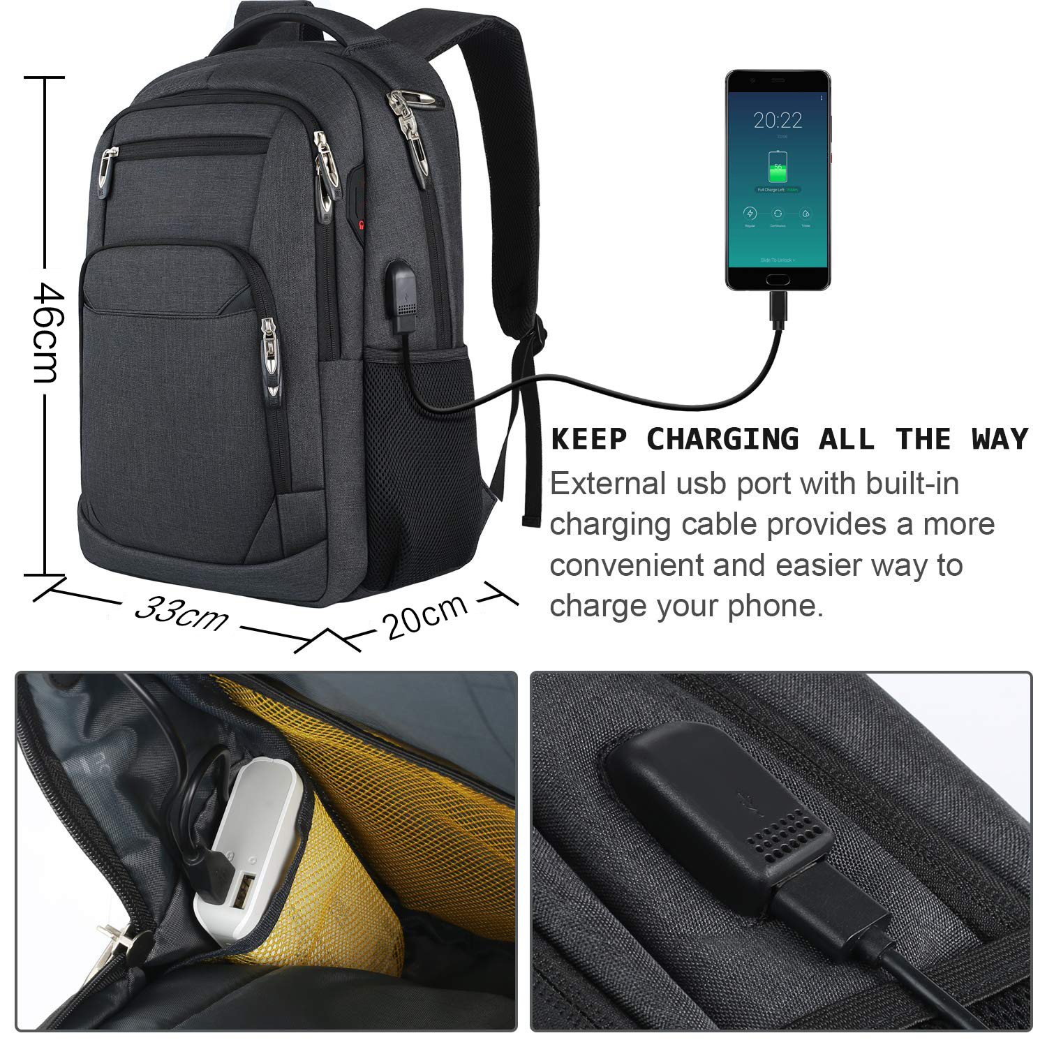 Waterproof Camera Backpack with Laptop Sleeve Large Capacity Travel Hiking Gear Bag