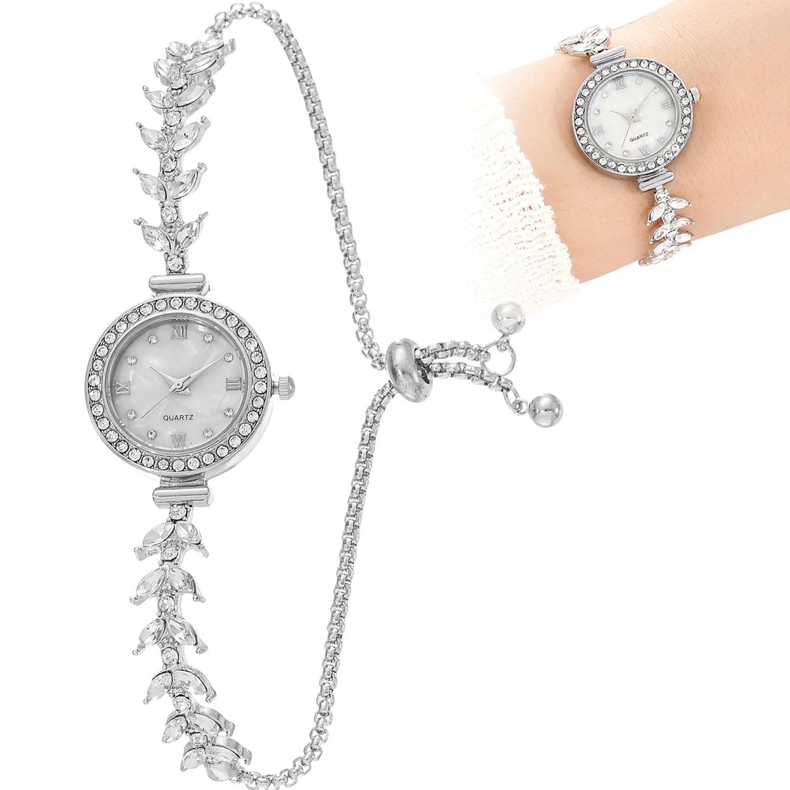 Women's Diamond Inlaid Quartz Crystal Wristwatch
