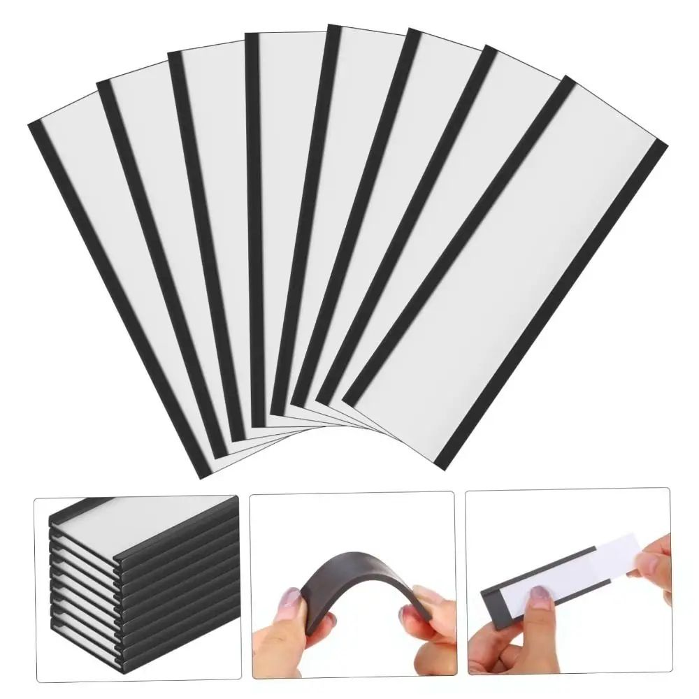 Magnetic C-Channel Label Holder Set with Protective Film - Reusable Warehouse Shelf Labels with Strong Magnet