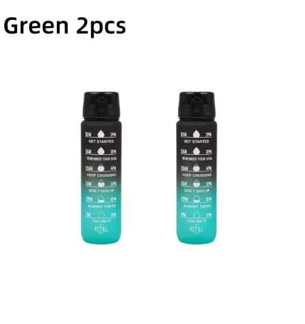 1000ml Gradient Sports Water Bottle with Time Scale BPA Free Large Capacity Gym and Outdoor Bottle 1 to 2 PCS