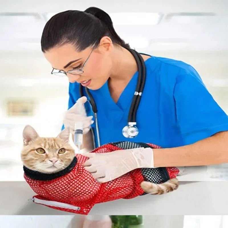 Cat Grooming Restraint Bag for Bathing Nail Trimming and Anti Scratch Bite Protection with Adjustable Mesh Design