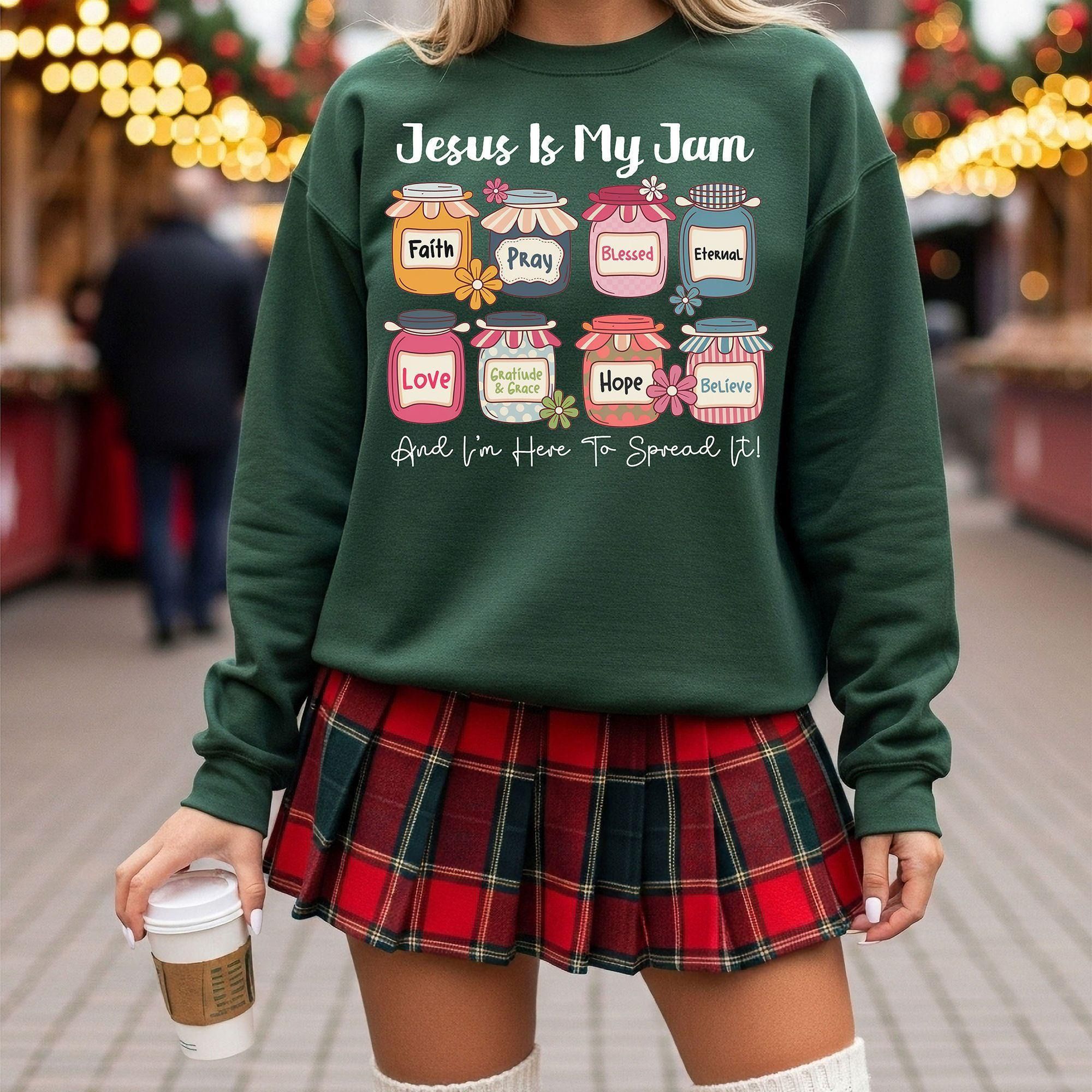 Jesus Is My Jam Christmas Sweatshirt, Faith Christian Sweatshirt, Religious Holiday Crewneck, Blessed Cozy