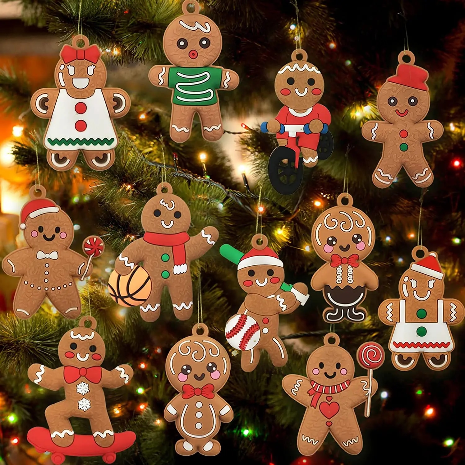 12 Christmas Gingerbread Man Ornaments 3