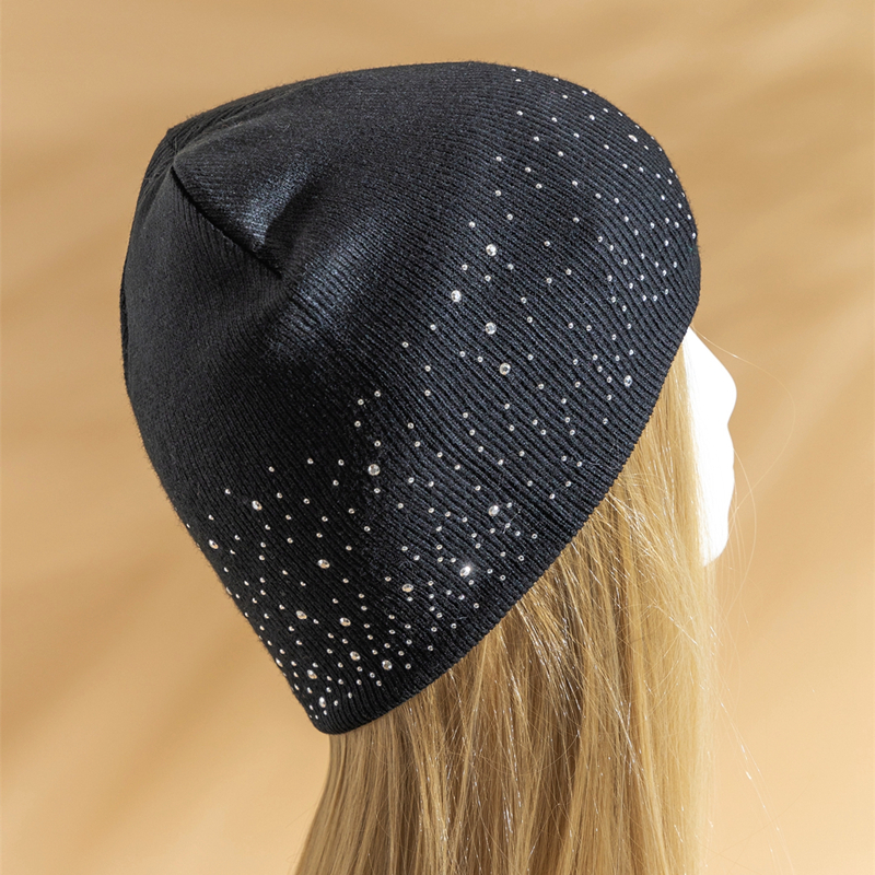 Fall Hat Stylish & Shiny Rhinestone Decor, Women Casual Winter, Outdoor Streetwear Knitted Beanie