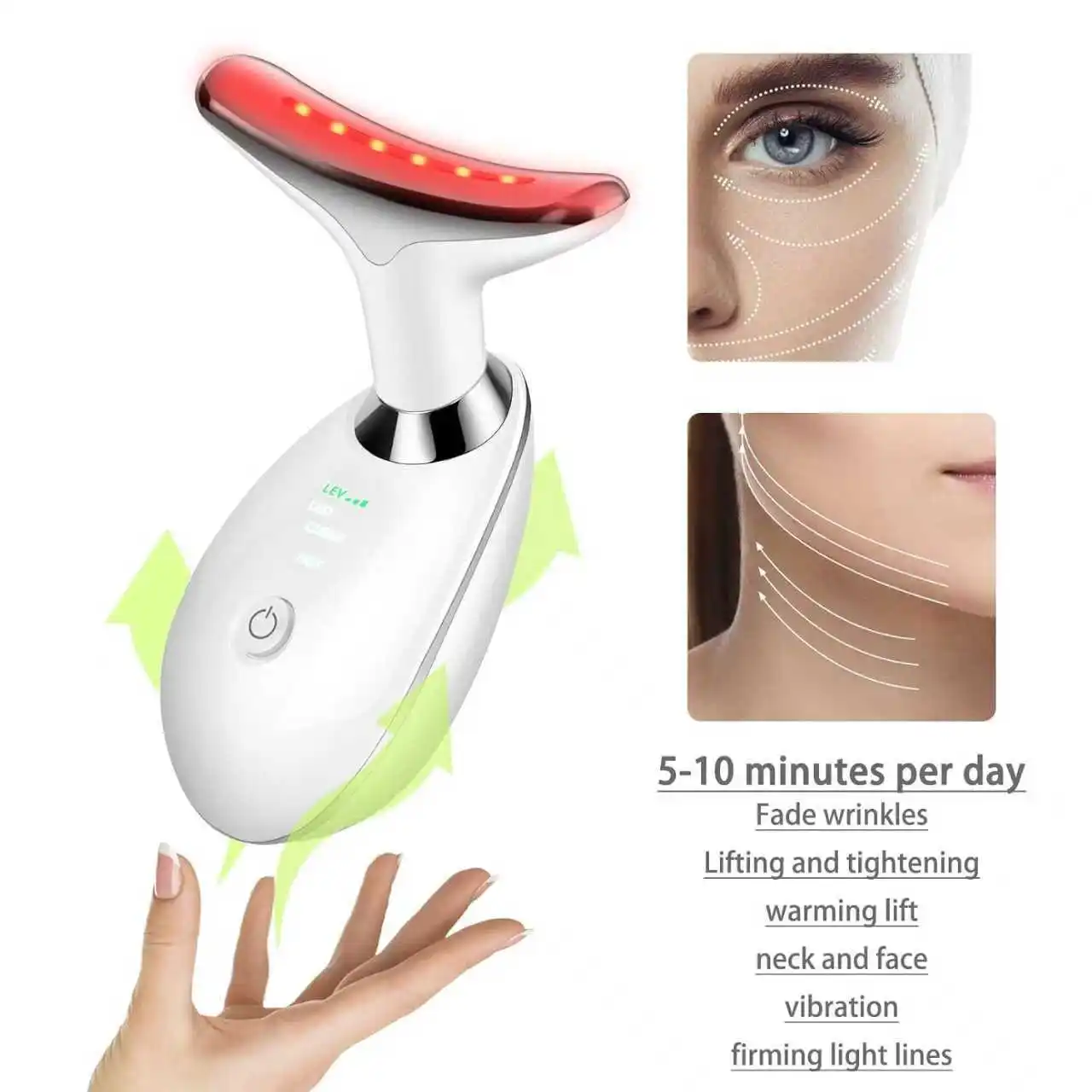 Multifunctional LED Face Neck Massager for Home Skin Care