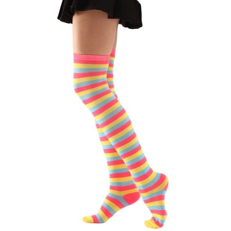 Vibrant Multi Tone Over Knee Aesthetic Socks