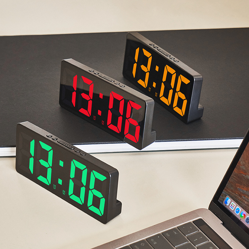 Creative Clock, LED Bedside Clock, Colorful Luminous, Temperature Calendar, Alarm Clock, Simple Home Decorations