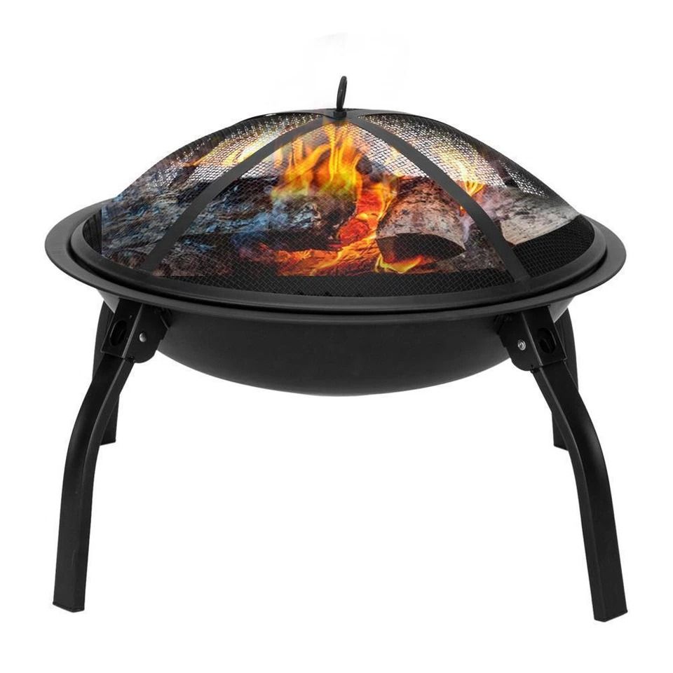 Folding Wooden Fire Pit – Outdoor Garden Heater Bowl for Backyard Decor and Wood Burning
