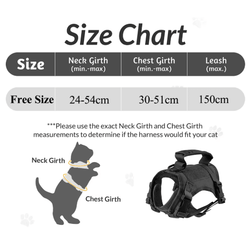 Tactical Escape-Proof Cat Harness with Control Handle