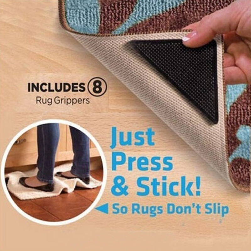 Eco-friendly Reusable Rug Grippers, Non-Slip Silicone Pads for Bathroom & Kitchen Mats