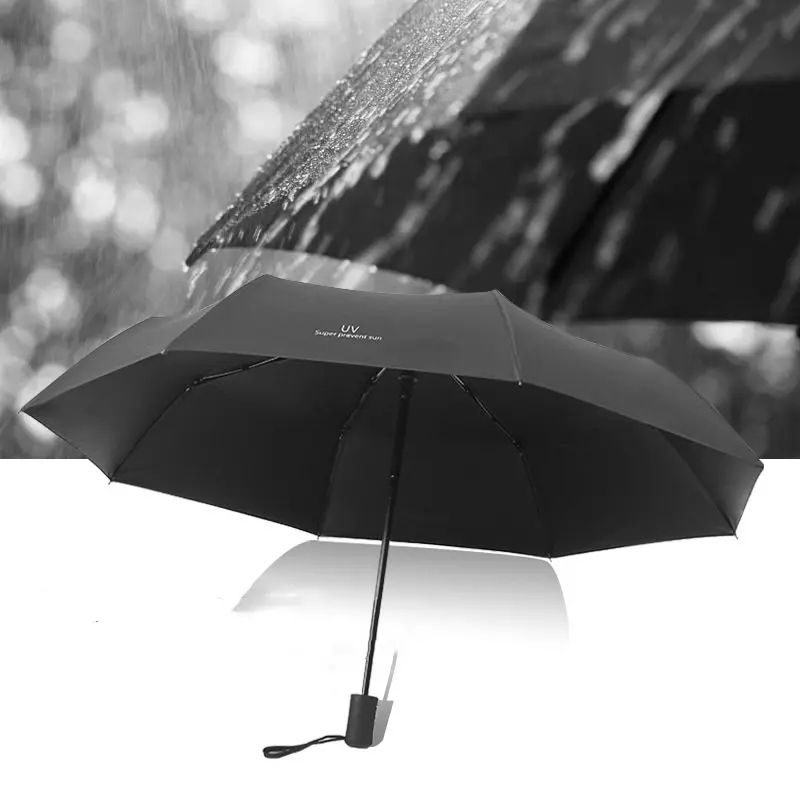 8-Rib Automatic Folding Umbrella with UV Protection – Compact Windproof Travel Rain & Sun Umbrella Lightweight Durable