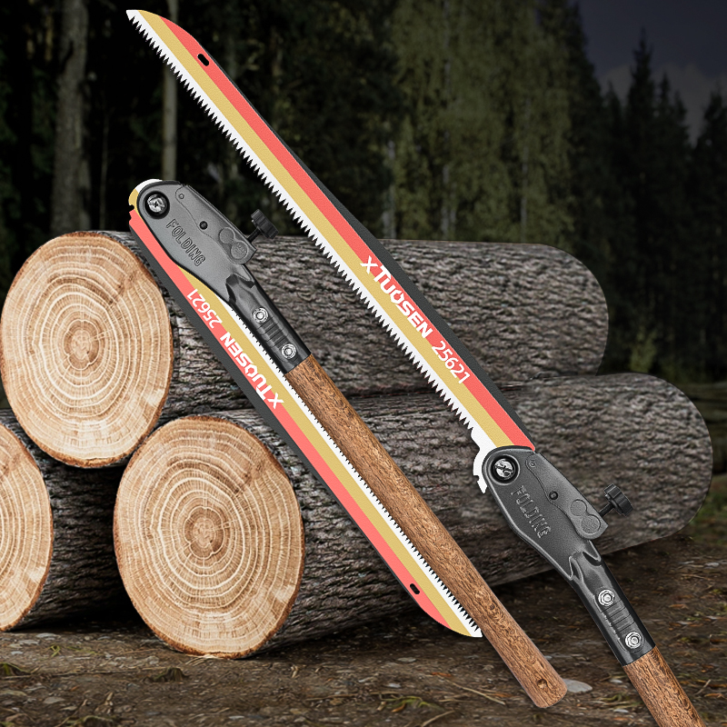 Outdoor Folding Saw Manganese Steel Pruning Saw for Wood Cutting, Extended Hand Saw with Wood Handle