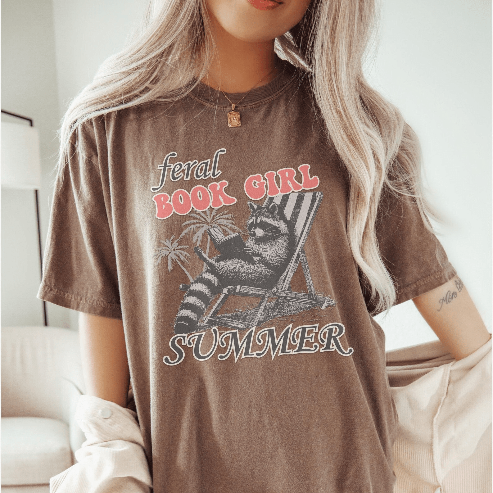 Book Girl Summer Shirt for Women Feral Girl Book Lover Tee Funny Reading Aesthetic Top