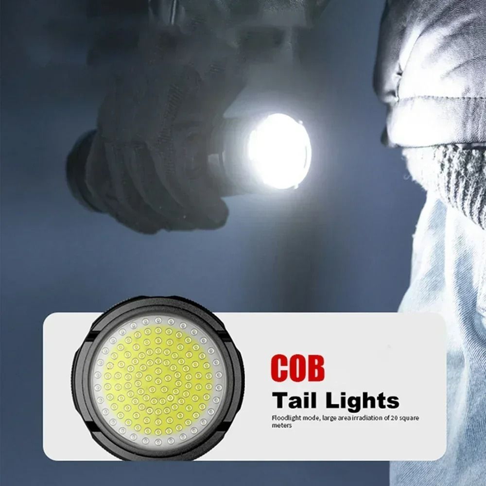 Ultra Bright Rechargeable LED Flashlight with 15000mAh Battery and Tail Light