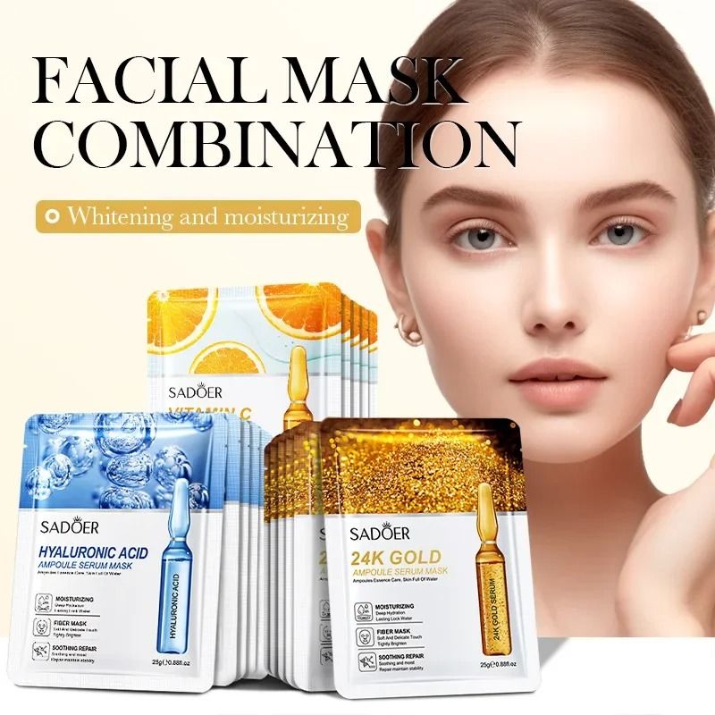 24K Gold Hyaluronic Acid Firming and Moisturizing Face Mask 15pcs