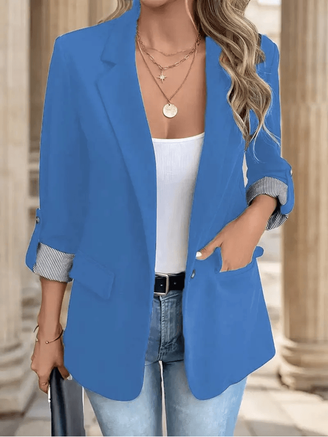 UrbanChic Womens Slim Fit Blazer with Rolled Sleeves