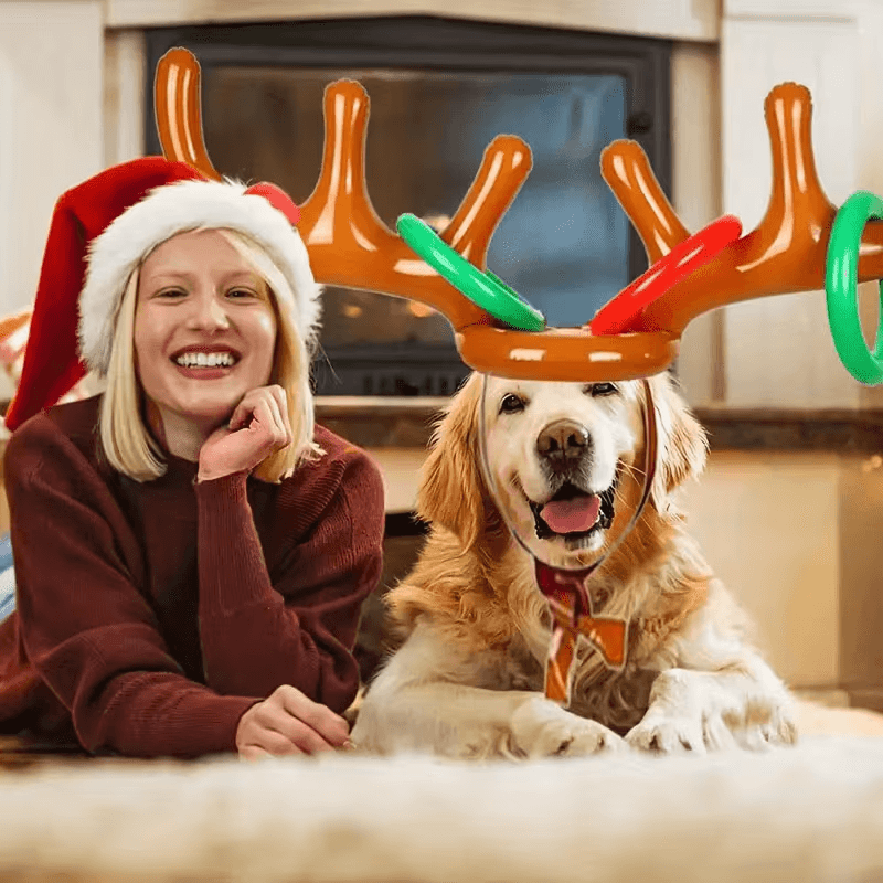 Inflatable Reindeer Ring Toss Game for Christmas Family Parties and Group Fun