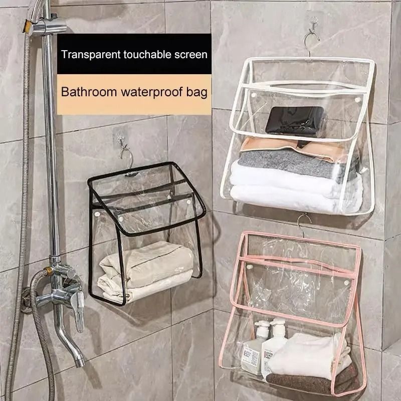 Waterproof Hanging Bathroom Bag – Transparent Storage for Clothing & Tech
