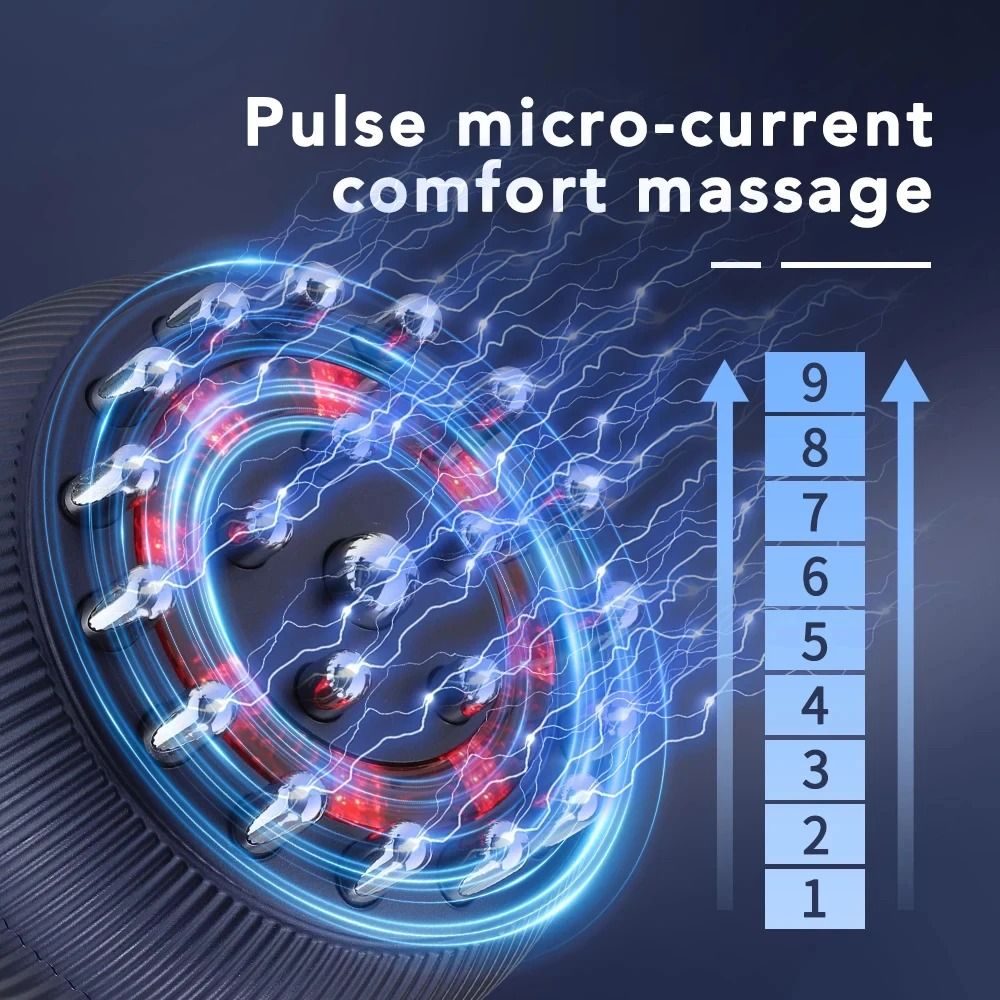 Electric Meridian Scalp and Body Massager with EMS Microcurrent Heat and Vibration Therapy