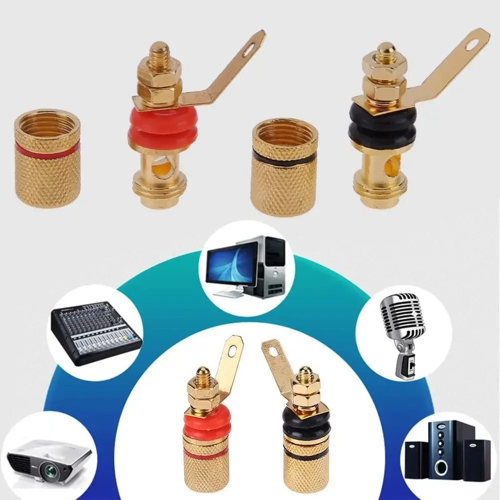 Gold Plated Amplifier Speaker Terminal Binding Post Set for 4mm Banana Plugs