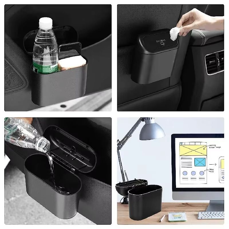 Leak-Proof Car Trash Can with Lid Mini Garbage Bin and 300 Bags